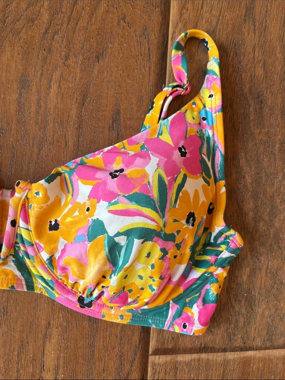 Anne Cole Floral Underwire Bikini Top in Yellow, Pink, Green